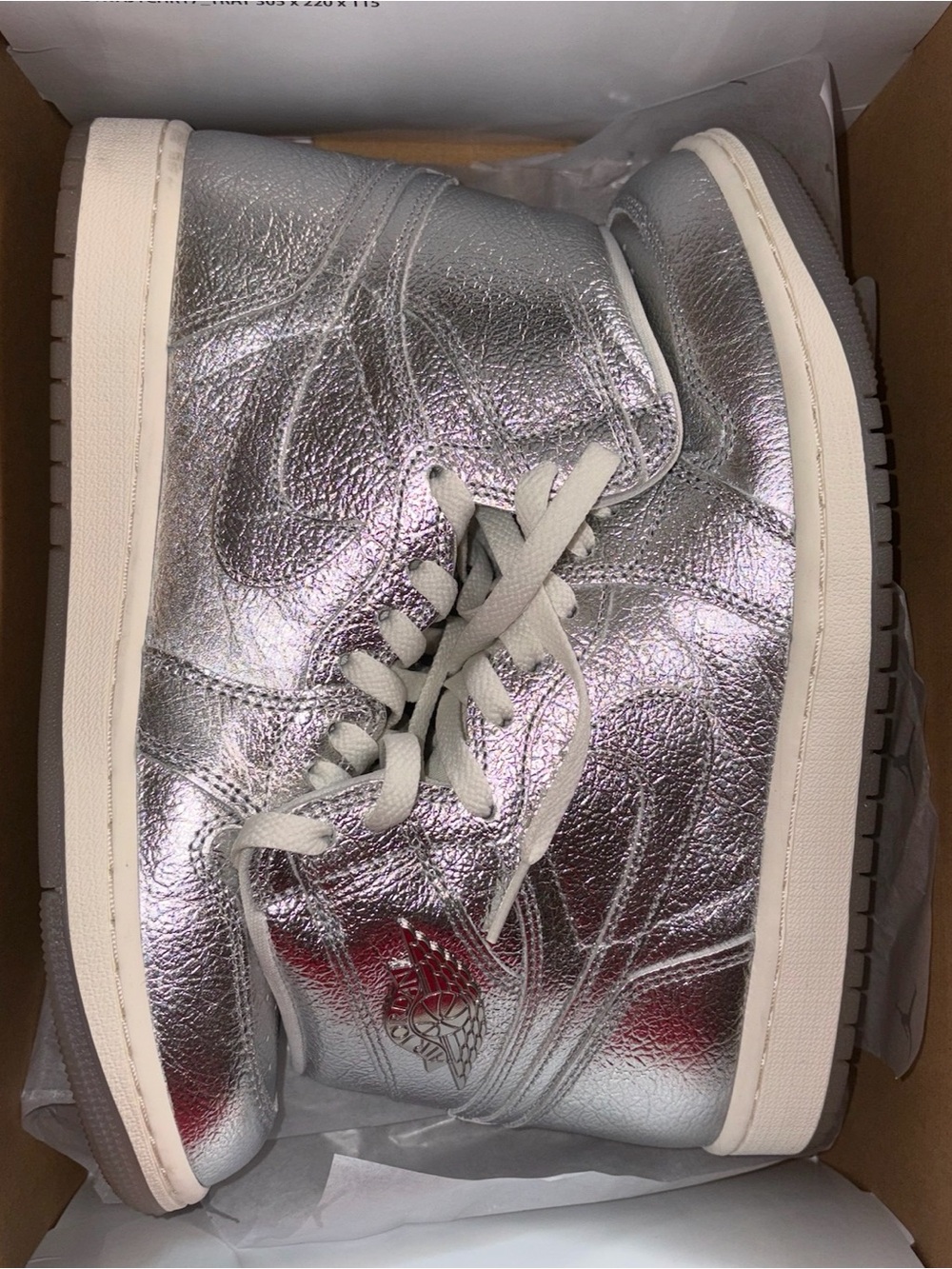Nike Women’s Metallic Silver High-Top Athletic Sneakers - Picture 2 of 5